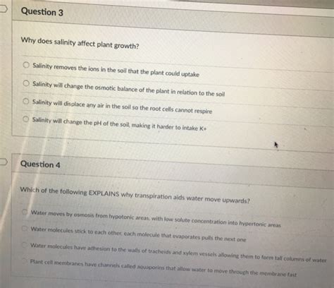 Solved Question 3 Why does salinity affect plant growth? O | Chegg.com