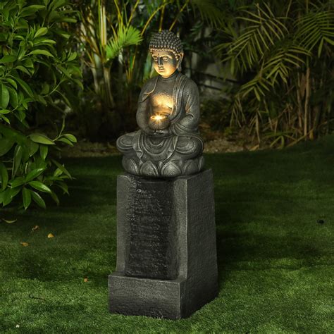 high quality buddha statue LED light and fountain combination perfect meditation garden decor ...