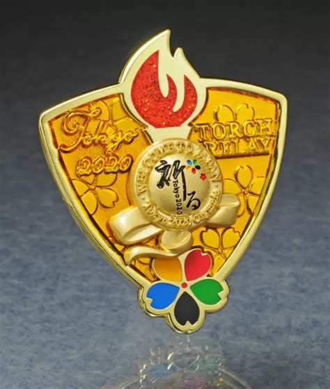 OLYMPIC PINS BADGE 2020 2021 Tokyo Japan Torch Relay Badge Crest Colored Yellow $9.99 - PicClick