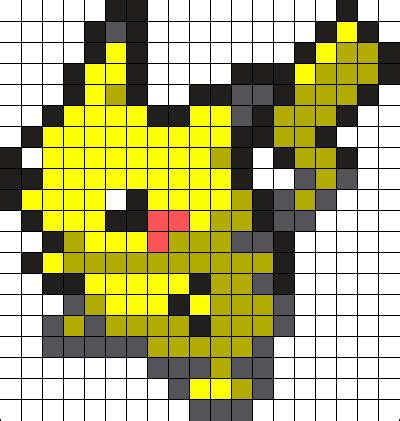 Pikachu Sprite Kandi Pattern | Pixel art pokemon, Pixel art, Perler ...