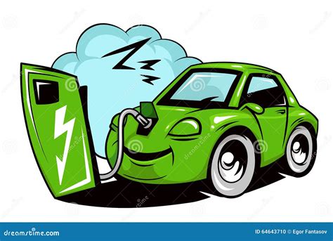 Cartoon Electric Car Battery Charging Stock Vector - Illustration of ...