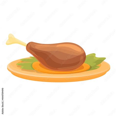 Cooked chicken leg icon cartoon vector. Roast turkey food. Chicken meat ...