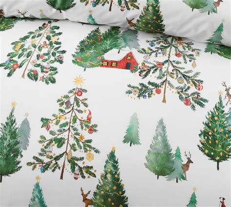 Christmas in the Country Percale Duvet Cover | Pottery Barn