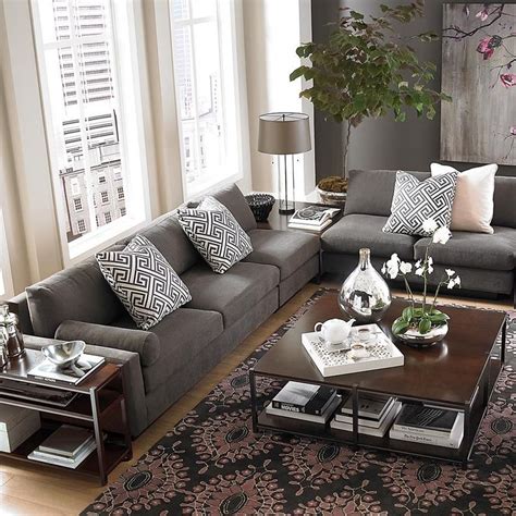 Modern Comfort L-Shaped Sectional | Grey sofa living room, Grey couch ...