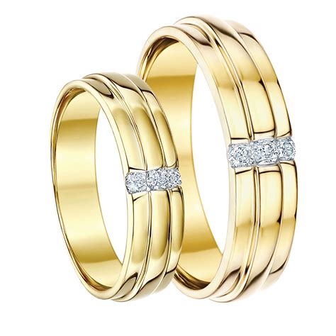 His-Hers 5&6 9ct Yellow Gold Diamond Wedding Rings - Yellow Gold at Elma UK Jewellery