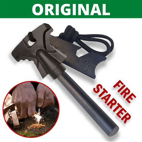 Fire Starter & Steel Striker Bushcraft Firesteel, Flint Sparks Metal Match Lighter Camping Tool ...