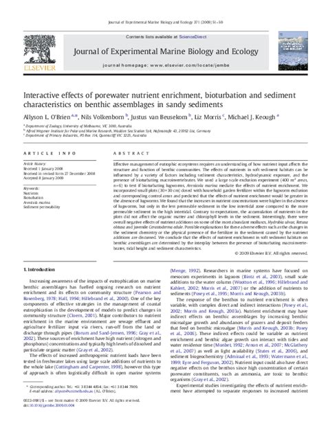 (PDF) Interactive effects of porewater nutrient enrichment, bioturbation and sediment ...