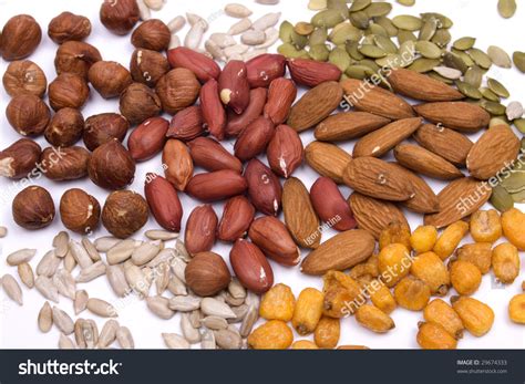 Healthy Snacks, Nuts And Seeds On White Background Stock Photo 29674333 ...