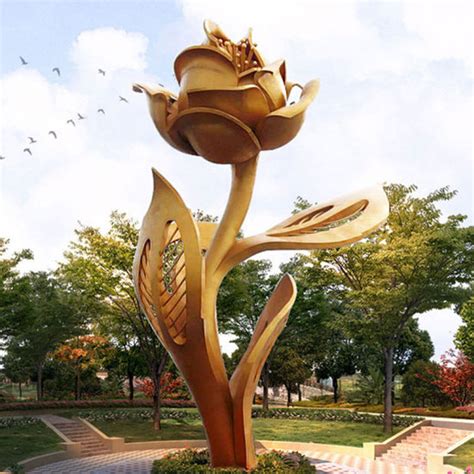 Large Outdoor Metal Crafts 304 Stainless Steel Flower Sculpture