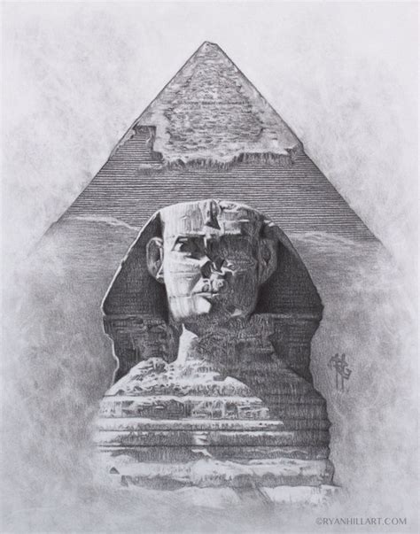 Original Drawing Sphinx Great Pyramid Giza Egypt - Etsy