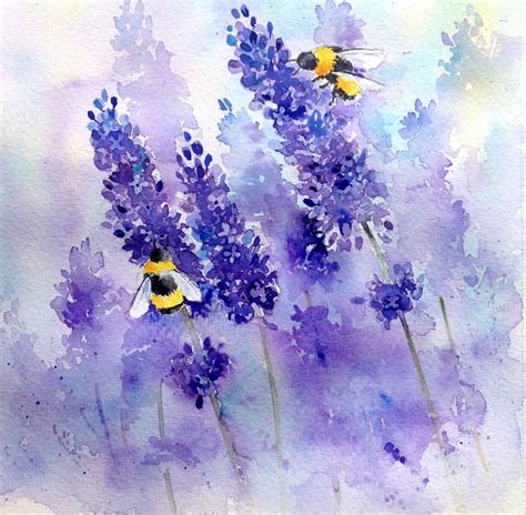 Bees and Lavender painting project - Rachel McNaughton | Watercolor ...