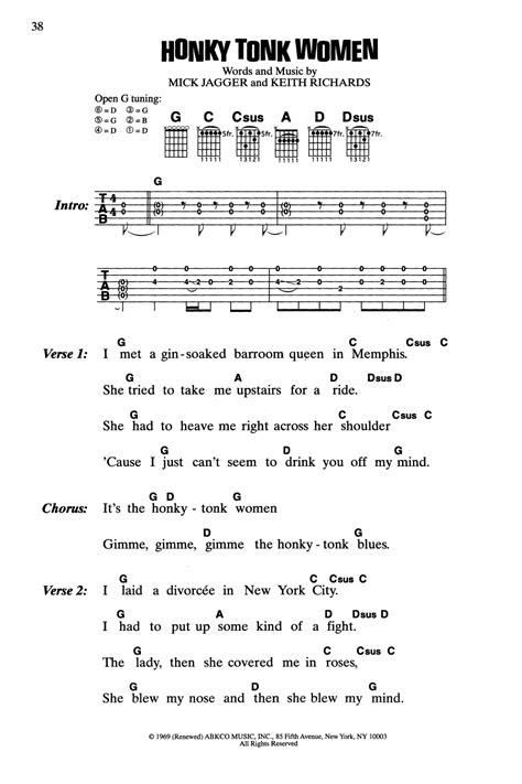 Honky Tonk Women by The Rolling Stones - Guitar Chords/Lyrics - Guitar Instructor