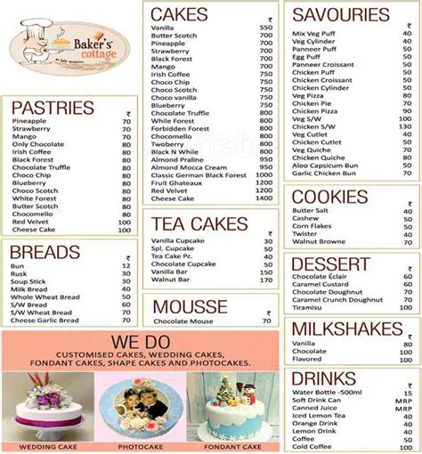 Bakers Cottage Cake Menu - kueh apem