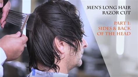 Men's Long Hair Feather Razor Cut - Sides & Back of the Head - Part 1 ...