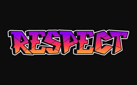 Respect word trippy psychedelic graffiti style letters.Vector hand ...