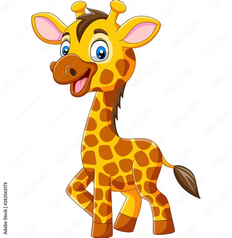 Cute giraffe cartoon isolated on white background Stock-Vektorgrafik | Adobe Stock