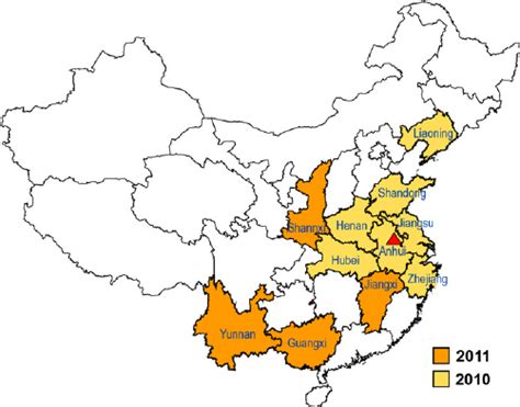 Map showing the provinces in mainland China that have officially ...