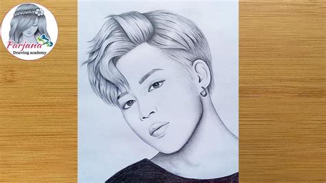 How to draw Jimin - BTS by one pencil || Pencil sketch || Drawing ...