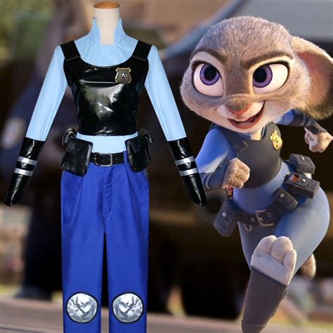 Movie Zootopia Rabbit Bunny Officer Judy Hopps Cosplay Costume Uniform Outfit Halloween Party ...