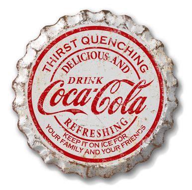 Coke Weathered Bottle Cap-18"Dia. | Wholesale Metal Signs