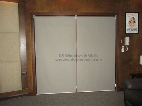 Blackout Roller Shades Mounted Inside Wooden Sliding Glass Door - Alabang