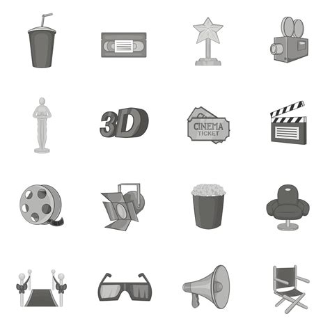 Cinema icons set, black monochrome style 5317322 Vector Art at Vecteezy