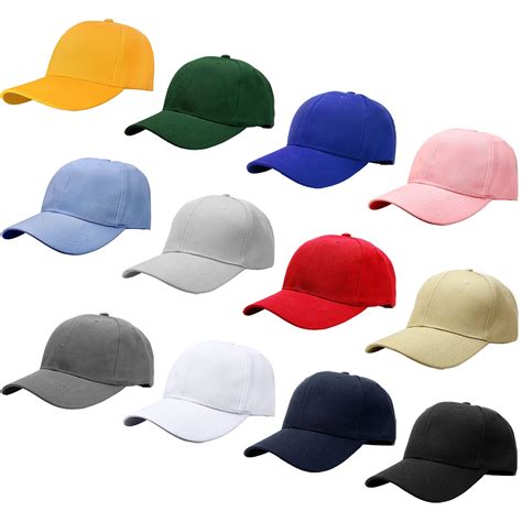 Falari Wholesale 12-Pack Baseball Cap Adjustable Size Plain Blank Solid ...