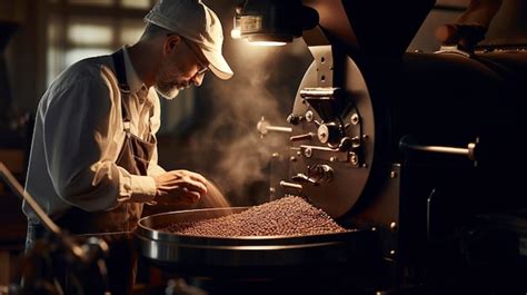 Premium AI Image | A photo of a coffee roaster adjusting the roast