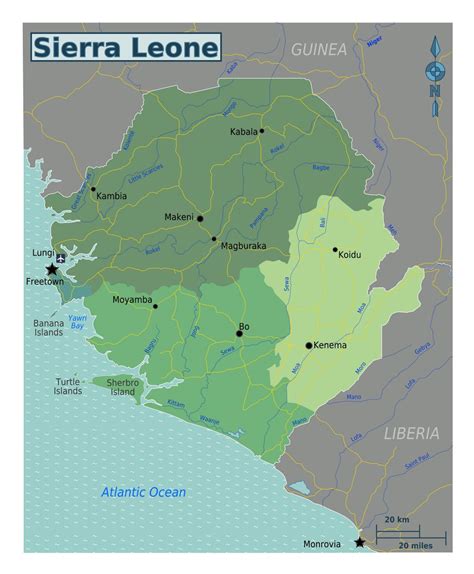 Large regions map of Sierra Leone | Sierra Leone | Africa | Mapsland | Maps of the World