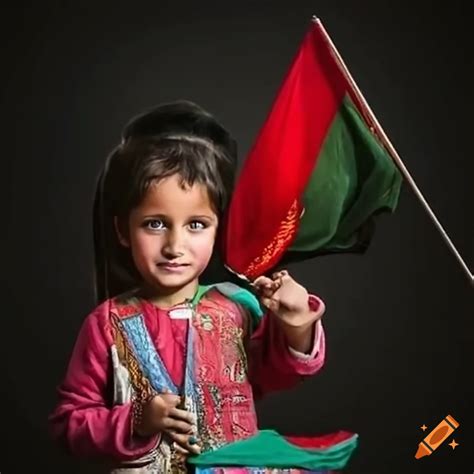 Afghan children with afghanistan flag on Craiyon