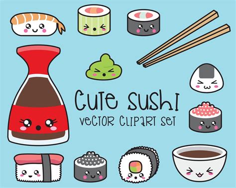 Premium Vector Clipart Kawaii Sushi Clipart Kawaii Sushi