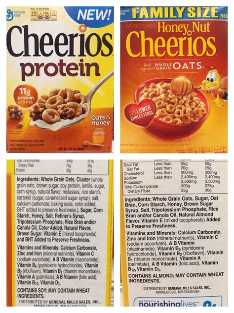 Honey Nut Cheerios Nutrition Label - Pensandpieces