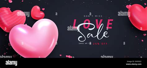 Love sale vector banner design. Valentine's day promotion text for shop and store advertisement ...