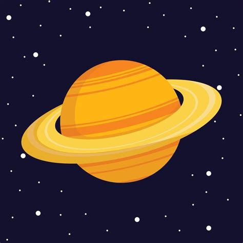 Saturno planeta en el espacio oscuro. vector, ilustración de dibujos animados del planeta ...