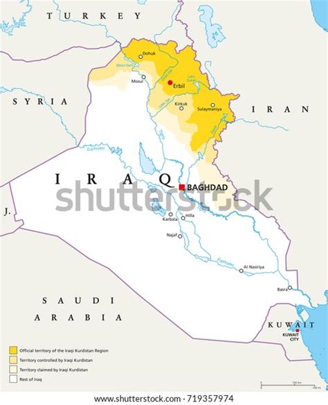 Iraqi Kurdistan Region Political Map Official Stock Vector (Royalty ...