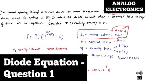 Diode Equation | Question 1 | Analog Electronics - YouTube