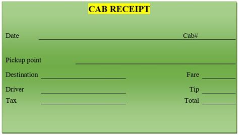 Free Printable Taxi Receipt Templates (Excel / Word) - Best Collections