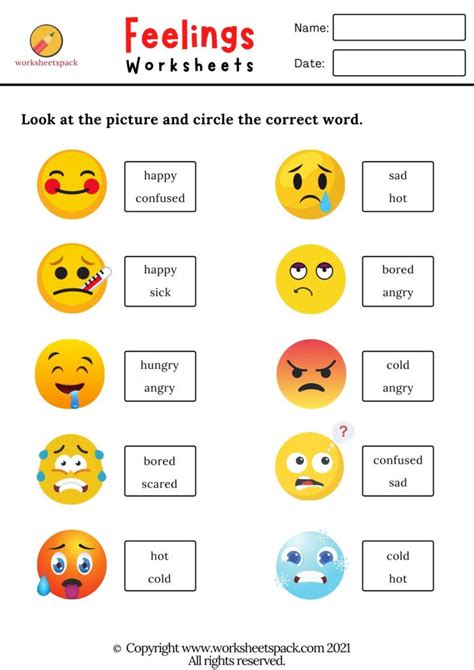 Feelings worksheets PDF - Printable and Online Worksheets Pack ...