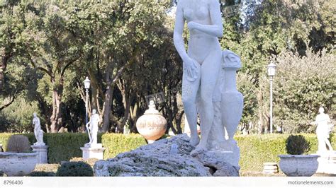 The Statue And Fountain In The Villa Borghese Gardens, Rome, Italy. 4K Stock video footage | 8796406