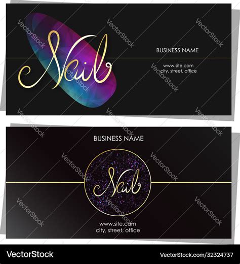 Nail care salon business card design Royalty Free Vector