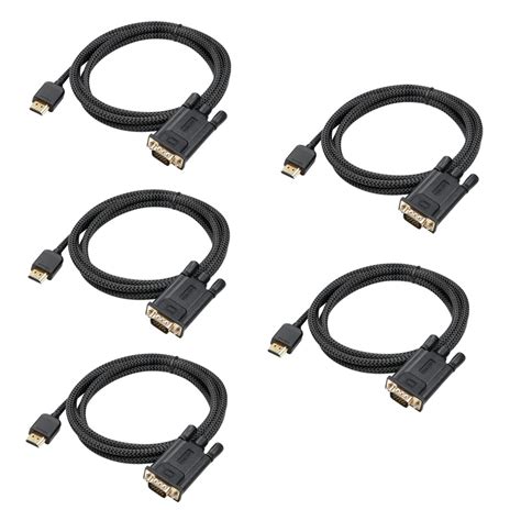 HDMI to VGA Cable 6ft 5 Pack, FEMORO HDMI to VGA Adapter Cord Male to Male for Monitor Laptop ...