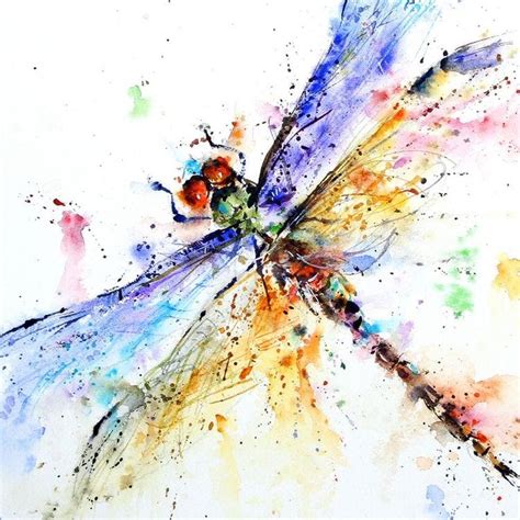 Watercolour drips dragonfly painting | Watercolor dragonfly, Dragonfly ...