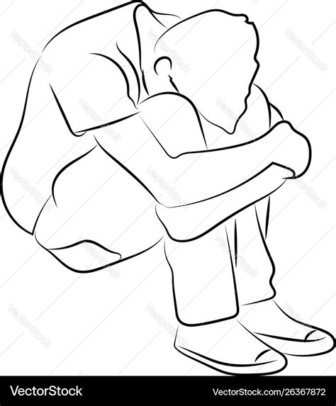 Sad man sketch on white background Royalty Free Vector Image