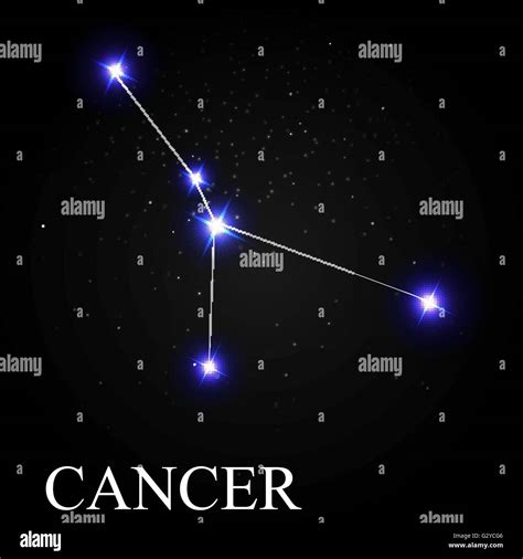 Cancer Zodiac Sign with Beautiful Bright Stars on the Background Stock Vector Art & Illustration ...