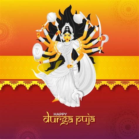 Happy Durga Puja Celebration Greeting Card Design in 2020 | Happy navratri, Happy durga puja ...