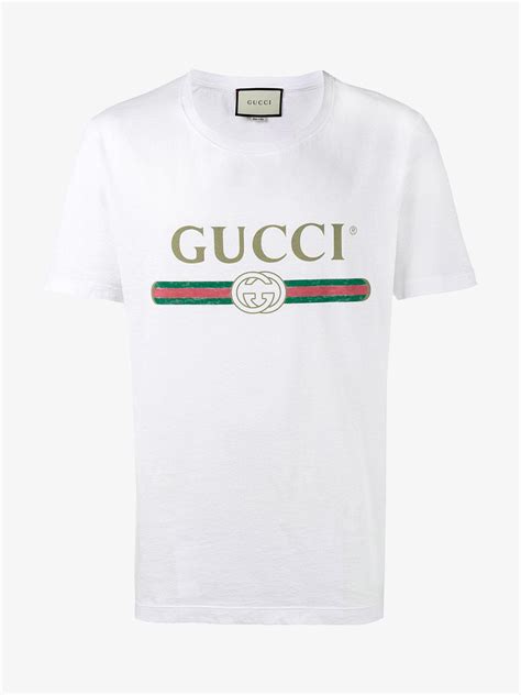 Gucci Cotton Fake Logo T-shirt in White for Men - Lyst