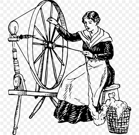 Spinning Wheel Yarn Clip Art, PNG, 730x800px, Spinning, Arm, Art, Black And White, Bobbin ...