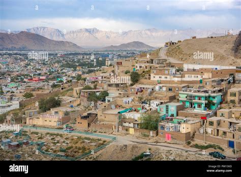 Kabul Afghanistan city scape skyline, capital Kabul hills and mountains ...