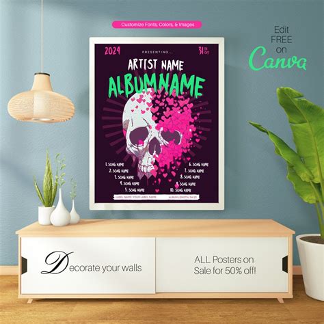 Personalized Canva Album Art Poster for Music Lovers or Fathers & Mothers of Future Rock Stars ...