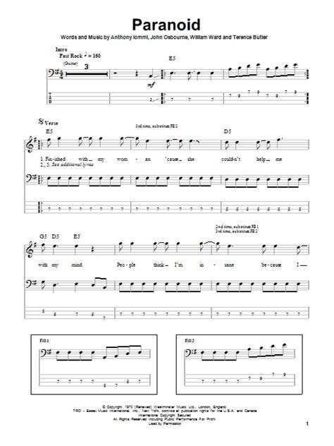 Paranoid by Black Sabbath - Bass Tab - Guitar Instructor